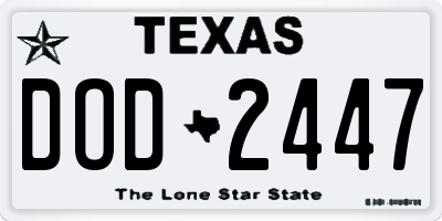 TX license plate DOD2447
