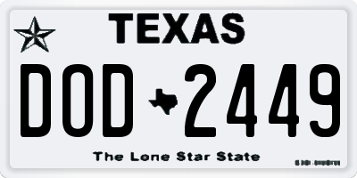 TX license plate DOD2449