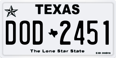 TX license plate DOD2451
