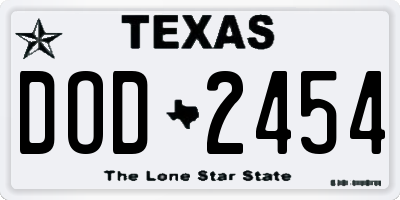 TX license plate DOD2454