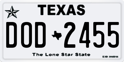 TX license plate DOD2455