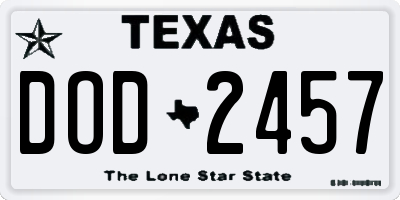 TX license plate DOD2457