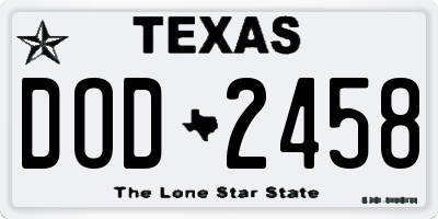 TX license plate DOD2458