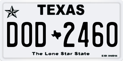 TX license plate DOD2460
