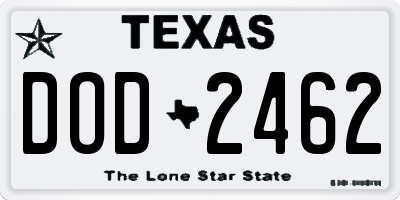 TX license plate DOD2462