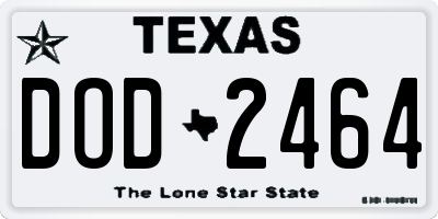 TX license plate DOD2464