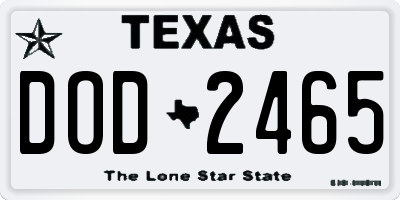TX license plate DOD2465