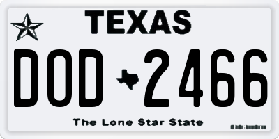 TX license plate DOD2466