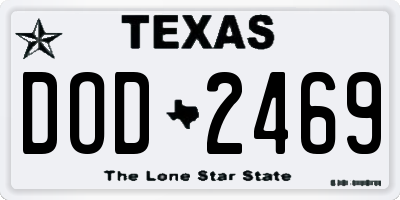 TX license plate DOD2469