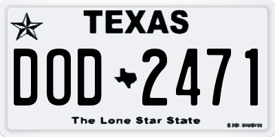 TX license plate DOD2471