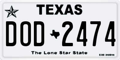TX license plate DOD2474