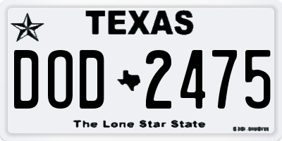 TX license plate DOD2475