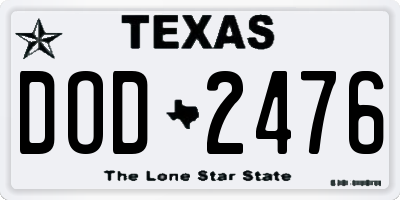 TX license plate DOD2476
