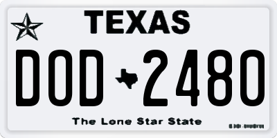 TX license plate DOD2480