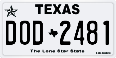 TX license plate DOD2481