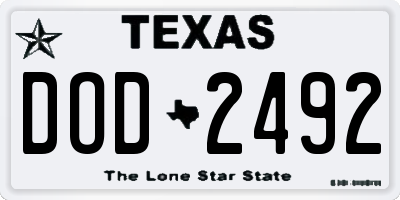 TX license plate DOD2492