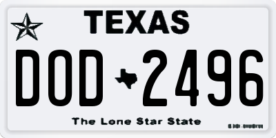 TX license plate DOD2496