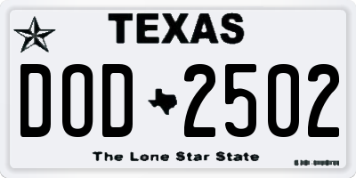 TX license plate DOD2502