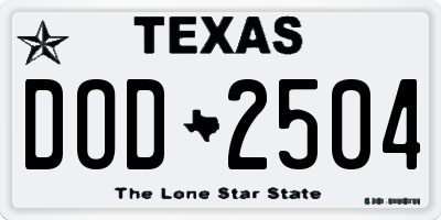 TX license plate DOD2504