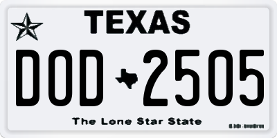TX license plate DOD2505