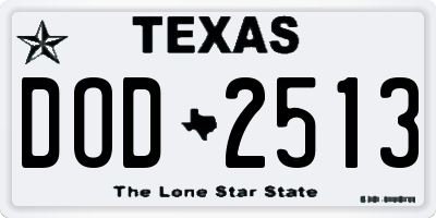 TX license plate DOD2513