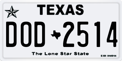TX license plate DOD2514