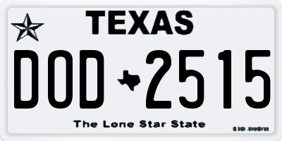 TX license plate DOD2515