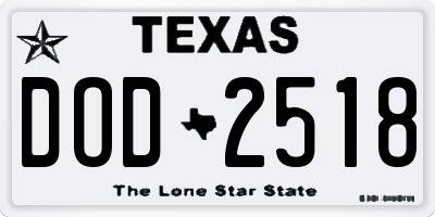 TX license plate DOD2518