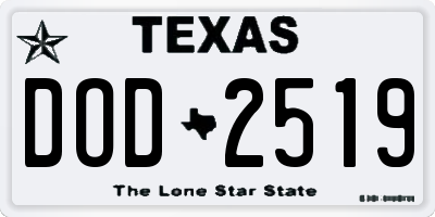 TX license plate DOD2519