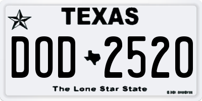 TX license plate DOD2520