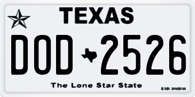 TX license plate DOD2526