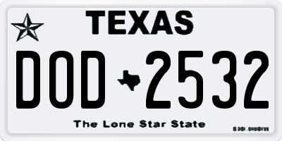 TX license plate DOD2532