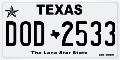 TX license plate DOD2533
