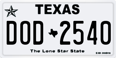 TX license plate DOD2540
