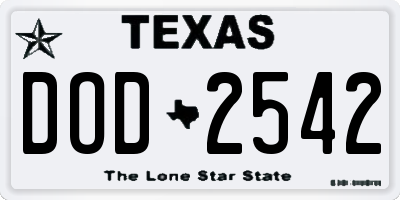 TX license plate DOD2542
