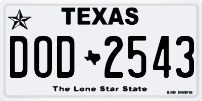 TX license plate DOD2543
