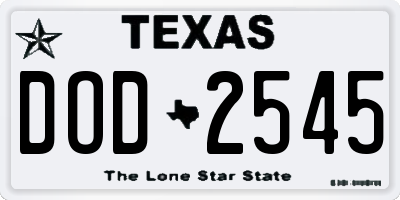TX license plate DOD2545