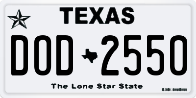 TX license plate DOD2550