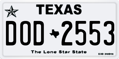 TX license plate DOD2553