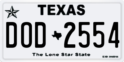 TX license plate DOD2554