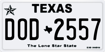 TX license plate DOD2557