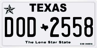 TX license plate DOD2558