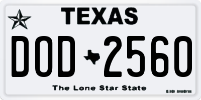 TX license plate DOD2560