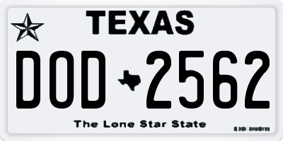 TX license plate DOD2562