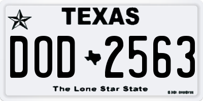 TX license plate DOD2563