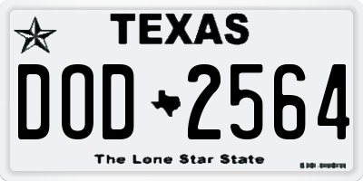 TX license plate DOD2564