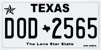 TX license plate DOD2565