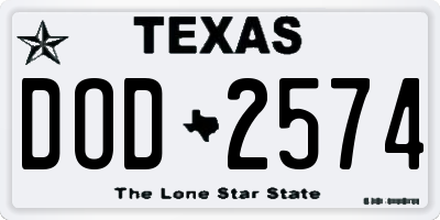 TX license plate DOD2574