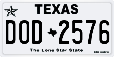 TX license plate DOD2576