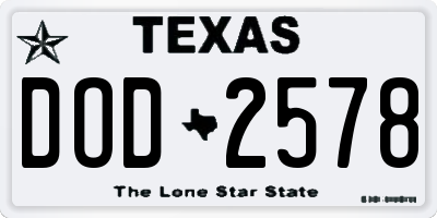 TX license plate DOD2578
